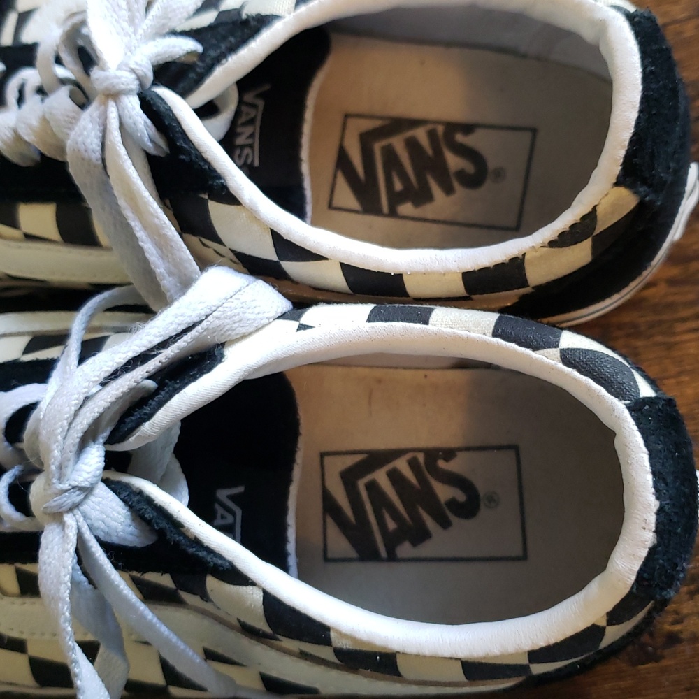 Vans Old Skool Suede and Canvas Sneakers Black and White Checker - Picture 7 of 14